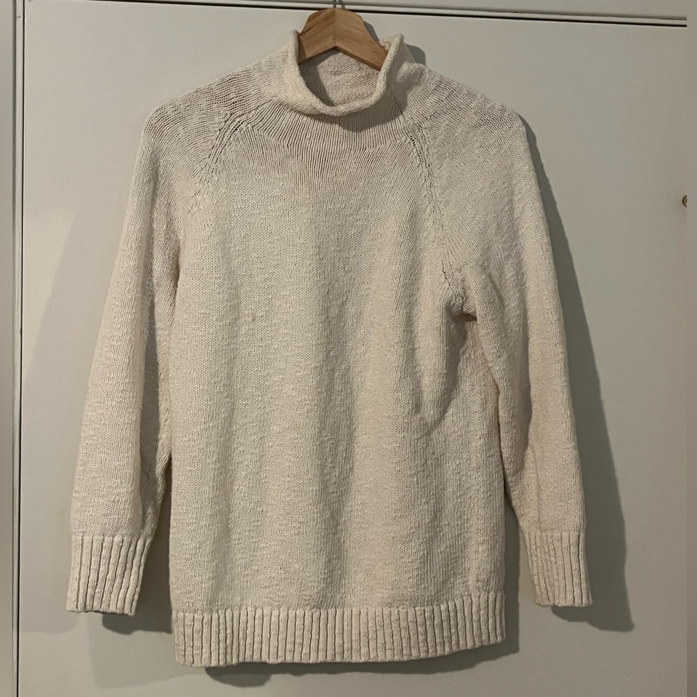 Vintage L.L. Bean Cream Cowl Neck Sweater, Soze Medium